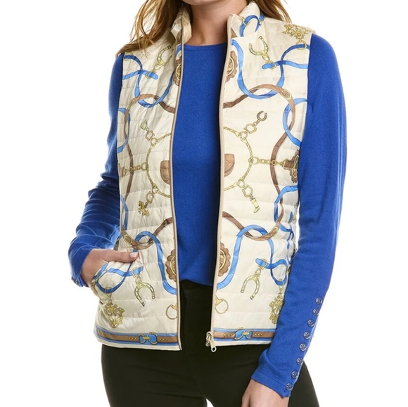 J McLaughlin Reversible Equestrian  Tahoe Down Vest Sz.L NWT - Picture 1 of 9